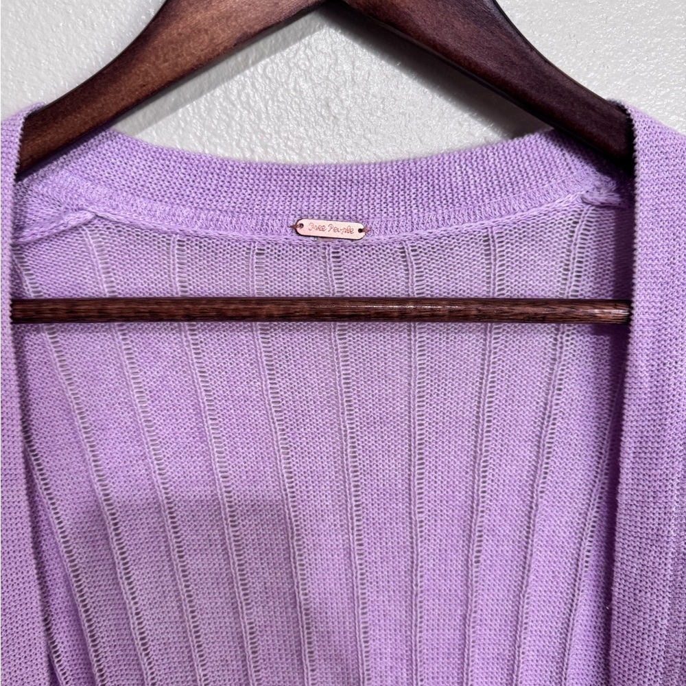 Free People Lavender Ribbed Open Cardigan - Picture 2 of 4